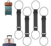Multi Use Strong Adjustable Luggage Connector Straps for Suitcases, Heavy Duty Travel Rainbow Strap with Adjustable Buckle, Waterproof & Durable Luggage Accessories (Black 2Pcs)