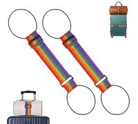 Multi Use Strong Adjustable Luggage Connector Straps for Suitcases, Heavy Duty Travel Rainbow Strap with Adjustable Buckle, Waterproof & Durable Luggage Accessories (Colored)