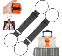 Multi Use Strong Adjustable Luggage Connector Straps, Suitcases Rainbow Travel Straps, Durable Belt with Elastic Rope for Airport Check In, Belts for Luggage to Add a Bag Carry On(Black*2)