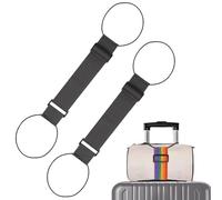 Multi Use Strong Adjustable Luggage Connector Straps, Travel Belt Connector Holds, Elastic Adjustable Buckle Rope, Waterproof Luggage Rainbow Travel Straps for Suitcases (Black*2)