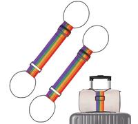 Multi Use Strong Adjustable Luggage Connector Straps, Travel Belt Connector Holds, Elastic Adjustable Buckle Rope, Waterproof Luggage Rainbow Travel Straps for Suitcases (Colorful*2)