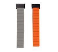 Multi-Wits 2Pcs Silicone Magnetic Watch Band Adjustable Strap for Redmi Smart Wearable Accessories (Gray Orange)