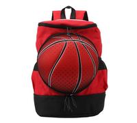 Multi-Wits Basketball Backpack with Ball Shoe Compartment, Sports Backpack for Soccer Basketball Football, Durable Oxford Fabric Gym Bag with Multiple Pockets, Water Tear (Red with Black)