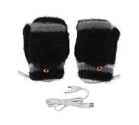 Multi-Wits Electric USB Heated Gloves, Double Side Heating Fingerless Gloves with Mitten Cover, USB Powered Winter Gloves for Typing Gaming Skiing Cycling Hiking (Black)