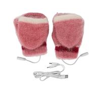 Multi-Wits Electric USB Heated Gloves, Double Side Heating Fingerless Gloves with Mitten Cover, USB Powered Winter Gloves for Typing Gaming Skiing Cycling Hiking (Pink)