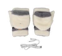 Multi-Wits Electric USB Heated Gloves, Double Side Heating Fingerless Gloves with Mitten Cover, USB Powered Winter Gloves for Typing Gaming Skiing Cycling Hiking (White)