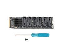 Multi-Wits M.2 to Serial ATA3.0 Adapter Card, PCIe3.0 to SATA Expansion Card with ASM1166 Chipset, 6Gbps High Speed for 6 SATA Devices, Smart Indicator and Aluminum Heatsink