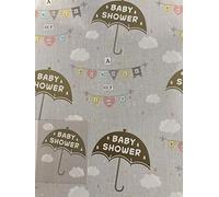 Multi Words/Gold Umbrella Unisex Boy/Girl Baby Shower Wrapping Paper+Gift Tag 2 Sheets Wrapping Paper + 1 Gift Tag (BGC38979-2)