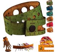 Multi-Wrap 7-in-1 Leather Measuring Tool,Multifunctional 18" Wrist Ruler Project Bag for Multiple Knitting Sewing Tools,Stitch Wrap,Stitch Markers Storage Gift for Crafter Crocheter (Dark Green)