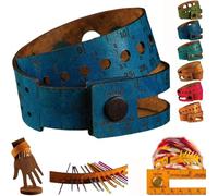 Multi-Wrap 7-in-1 Leather Measuring Tool,Multifunctional 18" Wrist Ruler Project Bag for Multiple Knitting Sewing Tools,Stitch Wrap,Stitch Markers Storage Gift for Crafter Crocheter (Blue)