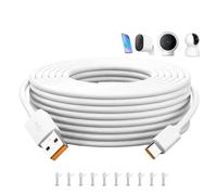 Multibao 10M Extra Long USB Type C Charger White Cable Lead Ideal for Samsung Xiaomi Huawei Phones and Security Cameras with 10 Cable Clips