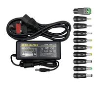 Multibao 12V 5A 5000mA UK Power Supply Adapter + 10pcs Universal DC Tips Kit | 3-Pin Plug | 100-240V AC | For CCTV, LED Strip, Monitor, Router