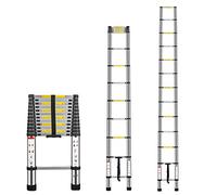 Multibao 3.8M / 12.5FT Telescopic Ladder Multi-Purpose Portable Telescoping Aluminium Extension Adjustable Height EN131 Safe Standard 13 Steps 150kg Capacity