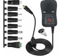 Multibao 30W Universal AC/DC Power Adapter, Adjustable 3V 4.5V 5V 6V 7.5V 9V 12V- 2000mA Max, with 8 Interchangeable Tips + 5V/2.1A USB Port | UKCA CE RoHS Certified