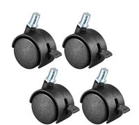 Multibao 4Pcs 1.5 Inch Castor Wheel Swivel Caster Threaded Brake M10 x 15mm for Furniture