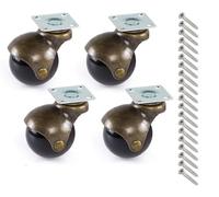 Multibao 4xPcs 1.5 Inch Ball Castor Wheel 40mm Antique Swivel Caster Plate Mounted For Furniture Chair Sofa with 16 Screws