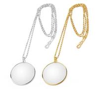 Multibao 5X Necklace Magnifying Glass, Hands-Free Hanging Magnifier with 42mm Glass Lens for Reading, Seniors, Jewelry Inspection, Crafts & Fine Details, Silver/Gold (Gold)