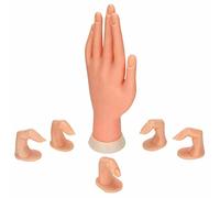 Multibao Flexible Movable Soft Plastic Hand for Fake Nail Art Starter Training, Nail Hand Practice Model False Tool plus 5 Finger Model For Acrylic, Gel & Nail Art