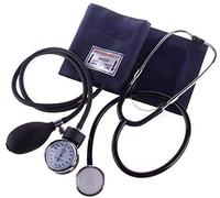 Multibao Manual Arm Blood Pressure Monitor with Dual Head Stethoscope, Aneroid Sphygmomanometer, Blood Pressure Gauge, Cuff, Bag for Emergency Service, Doctor, Consultation, Blue Black