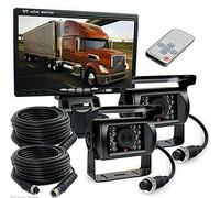 Multibao Reversing Camera Kit，4 Pin 2x Waterproof 18LEDs Night Vision Reverse Rear View Camera with 2x Aviation Cables +12-24V 7" TFT LCD Car Monitor for Large Truck/Bus/RV/Trailer/Tractor/camper