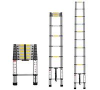 Multibao Telescopic Loft Ladder 3.2m/10.5ft Aluminum Telescoping Ladder Lightweight Portable Extendable Extension Step Attic Ladder for Multipurpose, 150kg Capacity 11 Steps