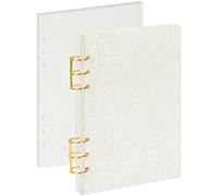 MultiBey A5 Binder 6-Ring Clear Acrylic Binder Notebook Cover, Gold Metal Round Ring with 45 Sheets Dot Grid Papers, A5 Planner Budget Binder (Clear Shell)