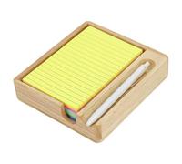 MultiBey Natural Solid Wood Sticky Note Holder with Pen Slot - Multifunctional Desktop Organiser for Home, Office & Study Desk (Rubber)