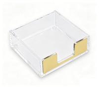 MultiBey Sticky Notes Holder Clear Acrylic Memo Notepad Holder, Desktop Organizer for Office Home Schools (Gold)