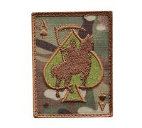 Multicam Ace of Spades Grim Reaper Death Card Morale Tactical Skull Skeleton Hook Patch