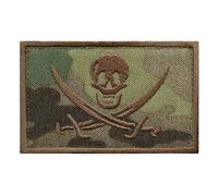 Multicam Calico Jack Skull Pirate Jolly Roger Morale Tactical ISAF Embroidery Touch Fastener Patch