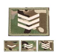 Multicam Camouflage Rank Patch Insignia Sergeant Lance Corporal Badge White Chevrons Embroidered Hook and Loop Patches Army Military MTP EMS EMT Camo (Sergeant)