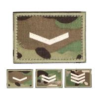 Multicam Camouflage Rank Patch Insignia Sergeant Lance Corporal Badge White Chevrons Embroidered Hook and Loop Patches Army Military MTP EMS EMT Camo (Lance Corporal)