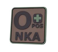 Multicam OCP OPOS O+ NKA Blood Type No Known Allergies Morale Tactical PVC Fastener Patch