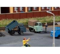 Multicar M22 flatbed, tarpaulin and high-board tipper