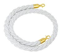 Multicolor 1.2M Crowd Control Rope Barrier with Twisted Hemp Posts - & Stylish Queue Management Solution for Events Festivals & Venues (White 4Ft/47In)