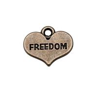 Multicolor 100 Pcs Tibetan Silver FREEDOM Heart Pendant 15x12MM C15510-Bronze Plated