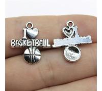 Multicolor 170 Pcs Tibet Silver I Love Basketball 21X20MM B10785-Tibet silver-170 PCS