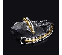 (multicolor, 20cm) Fashion Hip Hop Silver Dragon Head Dragon Lin Bracelet Retro Exaggerated Men's Dragon Bracelet Jewelry Men's Accessories Gifts