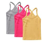 Multicolor 3 Pack Girls Vest 100% Cotton Summer Top Sleeveless Undershirts Kids Soft Breathable Underwear Cami Vest Comfortable Loungewear Tank Tops Plain Solid Color Basic Layer Tops 12-13 Years