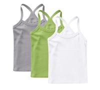 Multicolor 3 Pack Girls Vest 100% Cotton Summer Top Sleeveless Undershirts Kids Soft Breathable Underwear Cami Vest Comfortable Loungewear Tank Tops Plain Solid Color Basic Layer Tops 2-3 Years