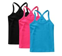 Multicolor 3 Pack Girls Vest 100% Cotton Summer Top Sleeveless Undershirts Kids Soft Breathable Underwear Cami Vest Comfortable Loungewear Tank Tops Plain Solid Color Basic Layer Tops 6-7 Years