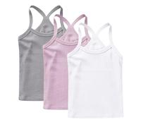 Multicolor 3 Pack Girls Vest 100% Cotton Summer Top Sleeveless Undershirts Kids Soft Breathable Underwear Cami Vest Comfortable Loungewear Tank Tops Plain Solid Color Basic Layer Tops 12-13 Years
