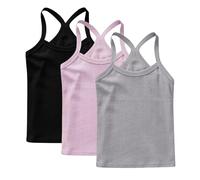 Multicolor 3 Pack Girls Vest 100% Cotton Summer Top Sleeveless Undershirts Kids Soft Breathable Underwear Cami Vest Comfortable Loungewear Tank Tops Plain Solid Color Basic Layer Tops 12-13 Years
