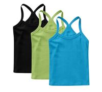 Multicolor 3 Pack Girls Vest 100% Cotton Summer Top Sleeveless Undershirts Kids Soft Breathable Underwear Cami Vest Comfortable Loungewear Tank Tops Plain Solid Color Basic Layer Tops 10-11 Years