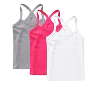 Multicolor 3 Pack Girls Vest 100% Cotton Summer Top Sleeveless Undershirts Kids Soft Breathable Underwear Cami Vest Comfortable Loungewear Tank Tops Plain Solid Color Basic Layer Tops 2-3 Years