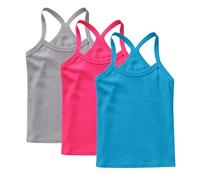Multicolor 3 Pack Girls Vest 100% Cotton Summer Top Sleeveless Undershirts Kids Soft Breathable Underwear Cami Vest Comfortable Loungewear Tank Tops Plain Solid Color Basic Layer Tops 2-3 Years