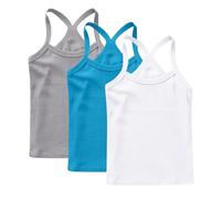 Multicolor 3 Pack Girls Vest 100% Cotton Summer Top Sleeveless Undershirts Kids Soft Breathable Underwear Cami Vest Comfortable Loungewear Tank Tops Plain Solid Color Basic Layer Tops 8-9 Years