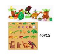 (Multicolor) 40PCS Dinosaur Building Blocks Set Dino Paradise World Model Toys Kid Gift