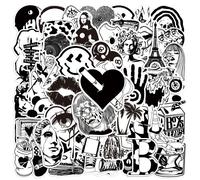 (MULTICOLOR) 50Pcs Black And White Art Styling Stickers Laptop Luggage Phone Case Guitar Fridge Car Motorcycle Cool Ins Decals
