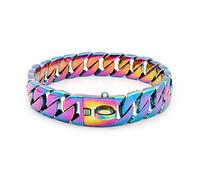 Multicolor,60cm/24in,TDHLW Heavy Duty Gold Dog Chain Collar for Large Dogs, 32mm Cuban Link Walking Training Collar with Design Safety Buckle, for All Breeds Medium/Large Dogs